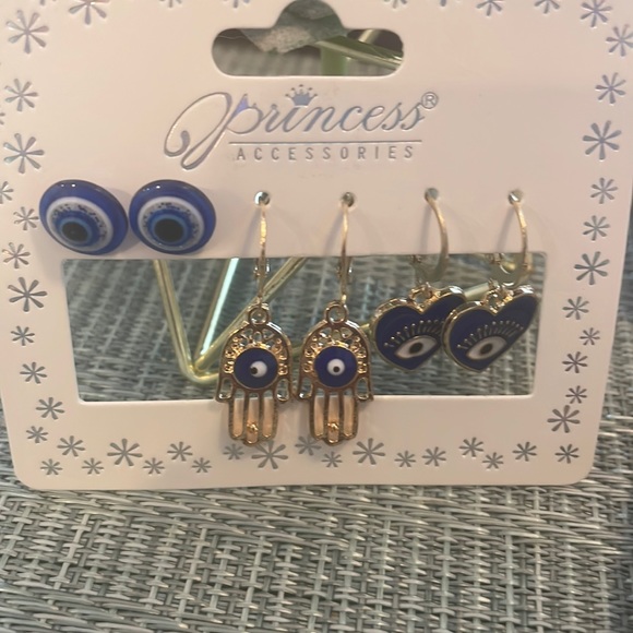 #112e Set of 3 Seeing Eye Boho Earrings - Picture 3 of 11